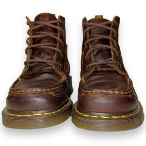 Doc Dr Martens Aiken Brown Leather Moc Toe Boot Lace Up Mens 7 / Women 8